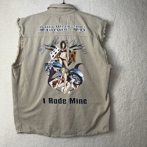 Vintage Sturgis Rally Week Vest Frayed Sleeveless I Rode Mine 2004 Biker Babe XL - Picture 1 of 10